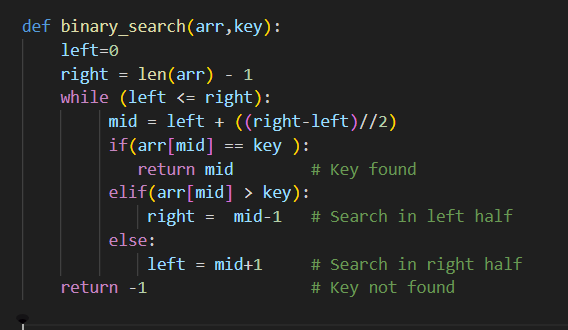 binary search algorithm -  Iterative Appraoch